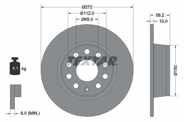 Textar 1 x Solid 272mm Brake Disc 92300003