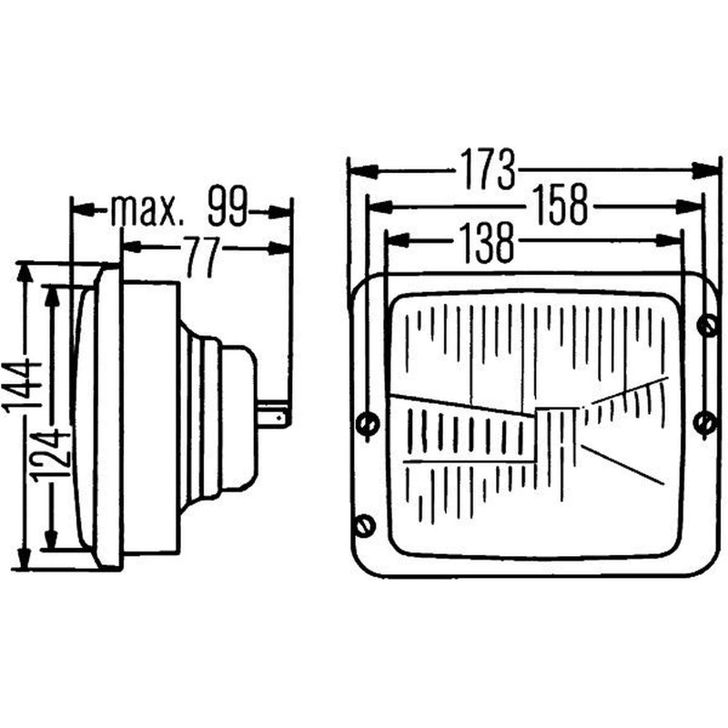 Hella Headlight Headlamp H4 Right 1AA 004 109-021