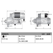 Denso Starter Motor 12V 2kW 9 Teeth DSN976