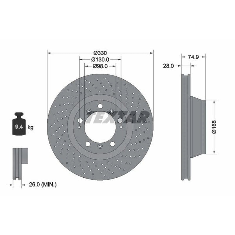 Textar 2 x Rear Brake Discs 92218905