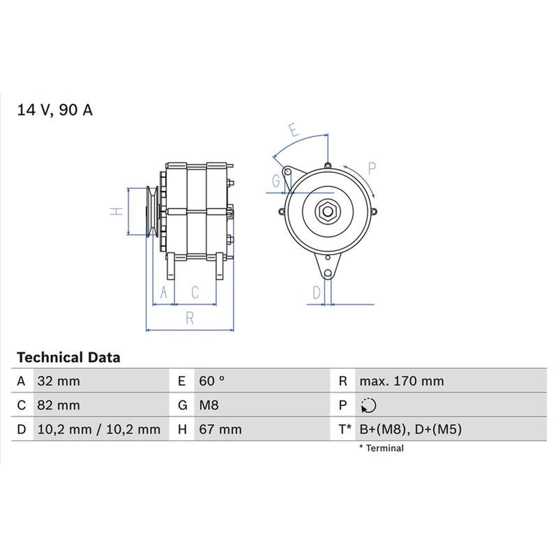 Bosch Car Alternator 12V 0 986 036 660