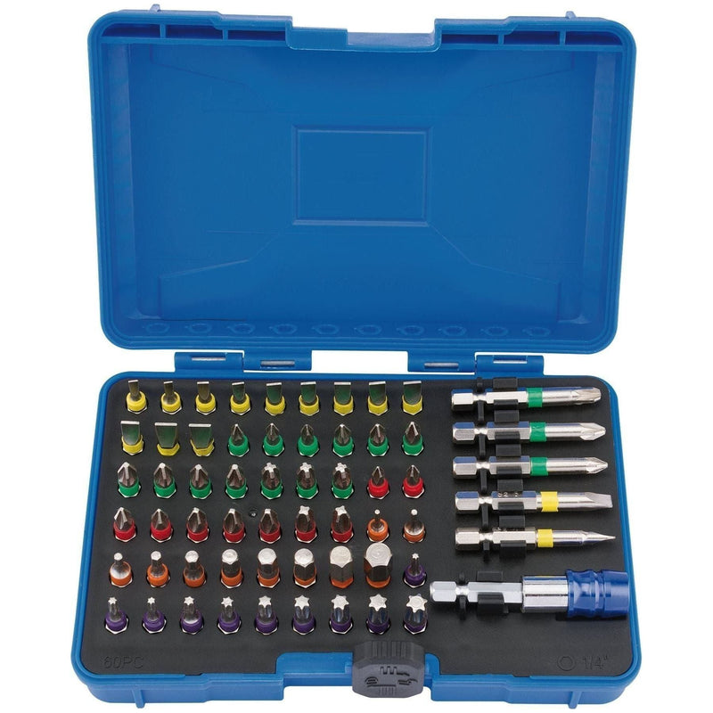 Draper Coloured Screwdriver Bit Set (60 Piece) 82405 Draper  - Town Parts