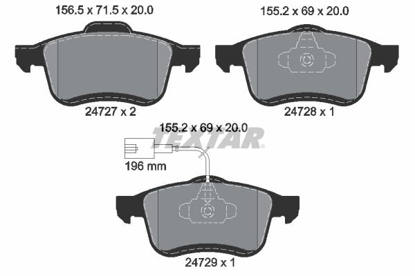 Textar Brake Pad Set Front x 20mm 2472701