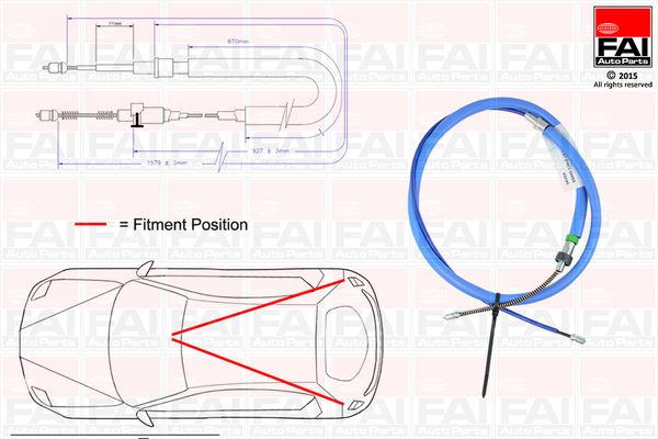 Fai Handbrake Cable Rear FBC0150