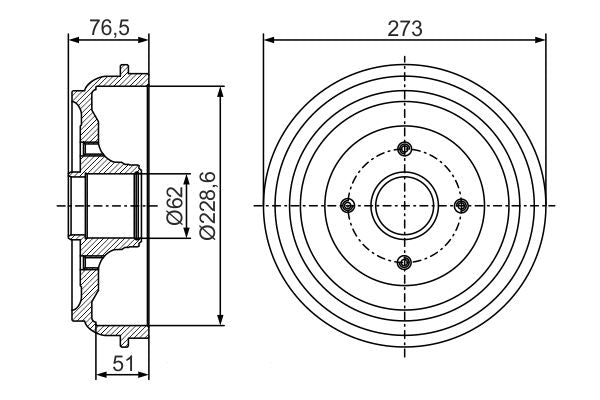 Bosch Brake Drum Assembly 0986477282