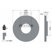 Textar 2 x Vented Front Brake Discs 92006105-x2