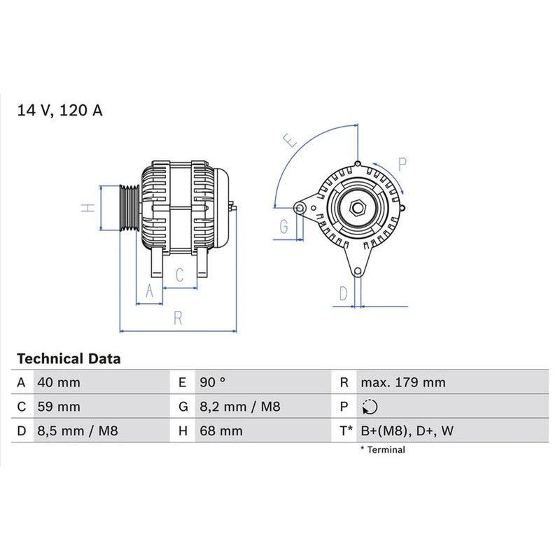 Bosch Car Alternator 12V 0 986 040 360