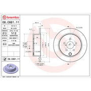 Brembo 2 x Solid Rear Brake Discs 08.C661.11-x2