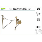 Valeo Electric Window Regulator Lifter Right Front 850707