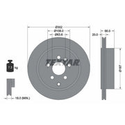 Textar 2 x Vented Rear Brake Discs 92162803