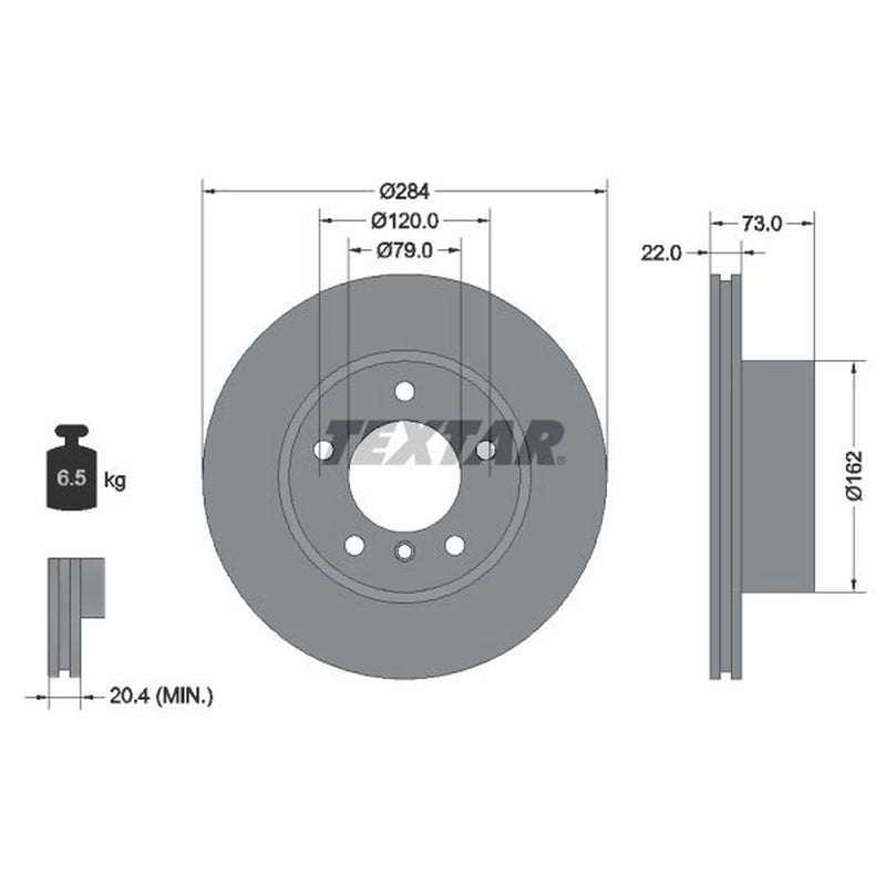 Textar 2 x Vented Front Brake Discs 92238403-x2