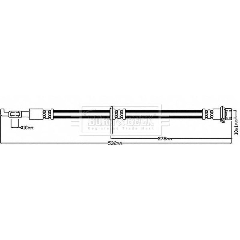 Borg & Beck Brake Hydraulic Hose Line Front Left BBH8431