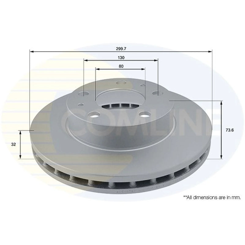 Comline 2 x Vented Front Brake Discs ADC1572V-x2