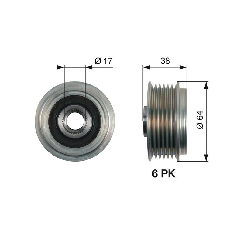 Gates Alternator Overrunning Freewheel Clutch OAP7165