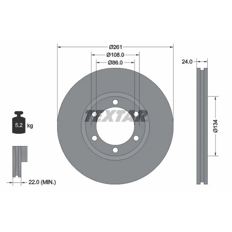 Textar 2 x Vented Front Brake Discs 92234700-x2