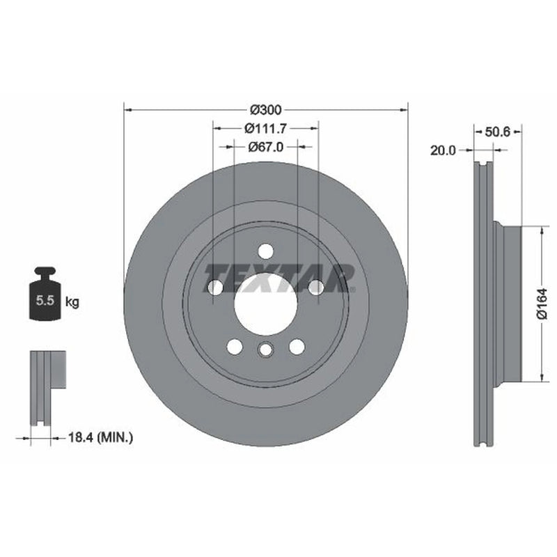 Textar 2 x Vented Rear Brake Discs 92274503-x2