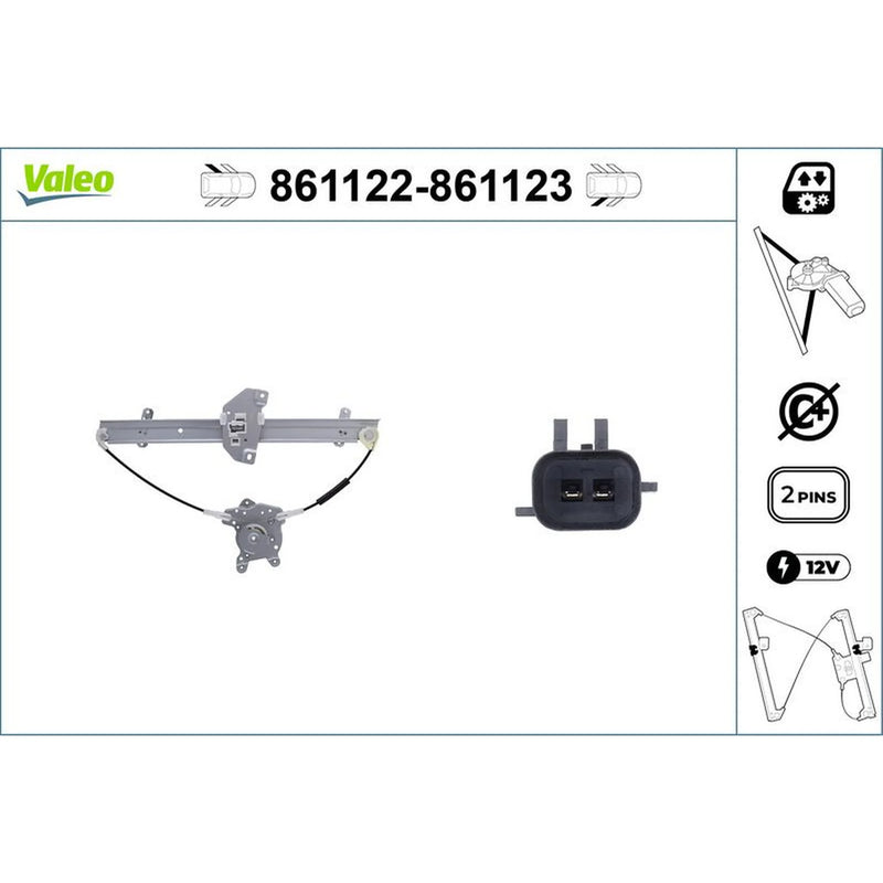 Valeo Electric Window Regulator Lifter Right Rear 861123