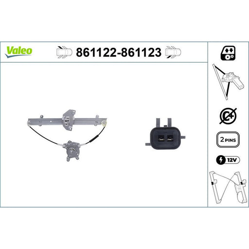 Valeo Electric Window Regulator Lifter Left Rear 861122