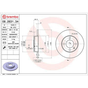 Brembo 2 x Solid Front Brake Discs 08.2631.34-x2
