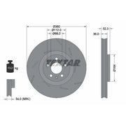 Textar 2 x Front Slotted Brake Discs 92334105