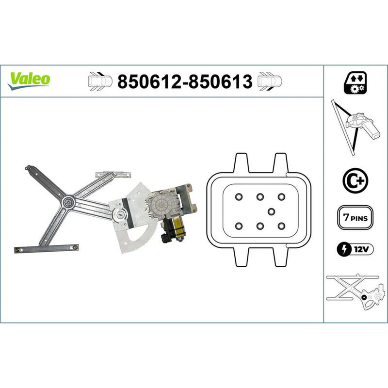 Valeo Electric Window Regulator Lifter Right Front 850613