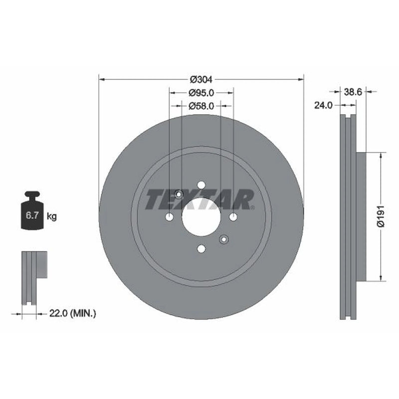 Textar 2 x Vented Front Brake Discs 92170203-x2