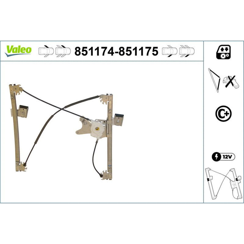Valeo Electric Window Regulator Lifter Right Front 851175
