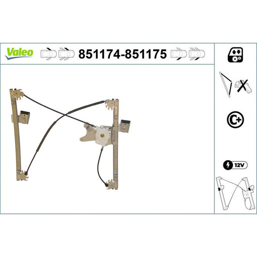 Valeo Electric Window Regulator Lifter Left Front 851174