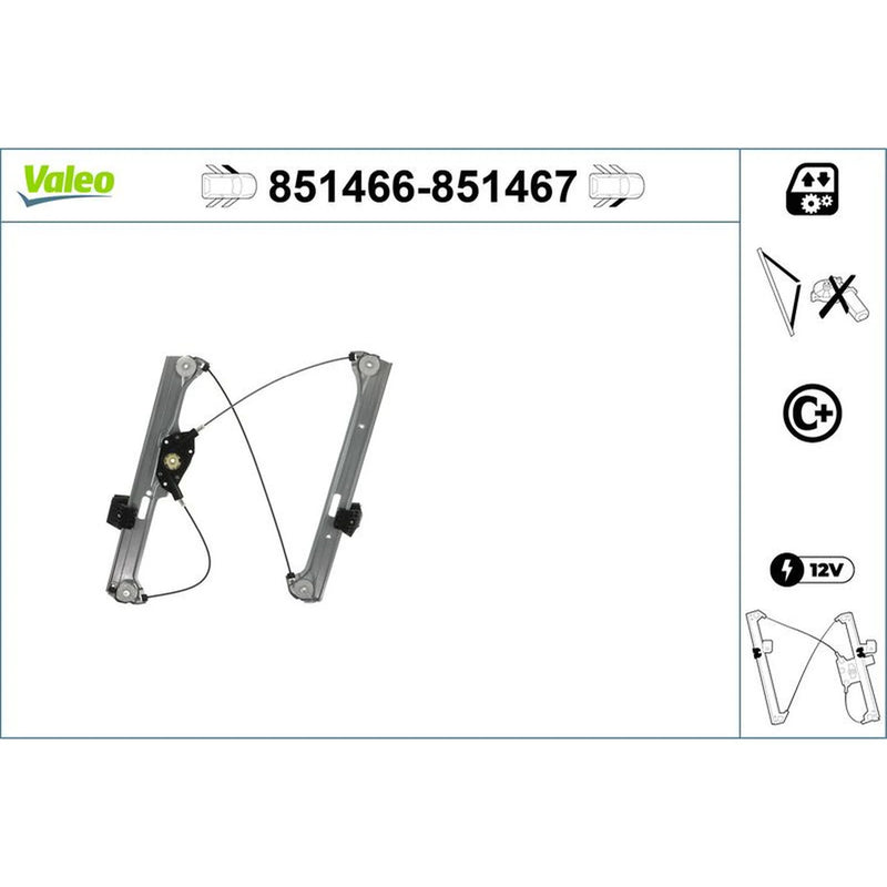 Valeo Electric Window Regulator Lifter Right Front 851467