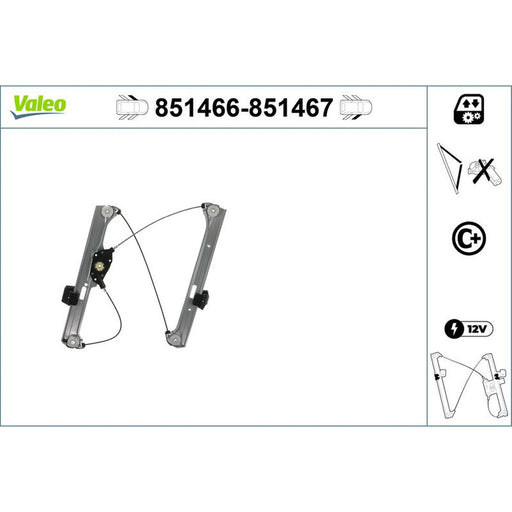 Valeo Electric Window Regulator Lifter Right Front 851467