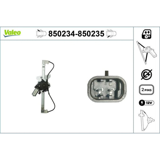 Valeo Electric Window Regulator Lifter Right Rear 850235