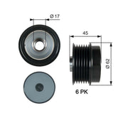 Gates Alternator Overrunning Freewheel Clutch OAP7180
