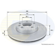 Comline 2 x Vented Front Brake Discs ADC1418V-x2