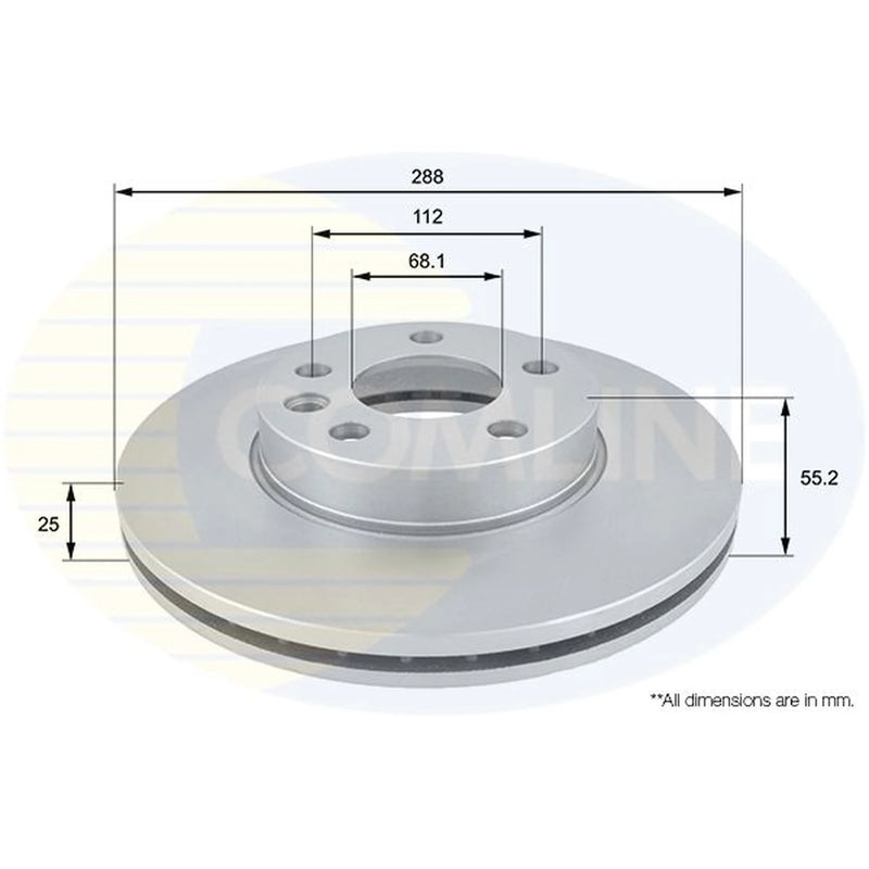 Comline 2 x Vented Front Brake Discs ADC1418V-x2