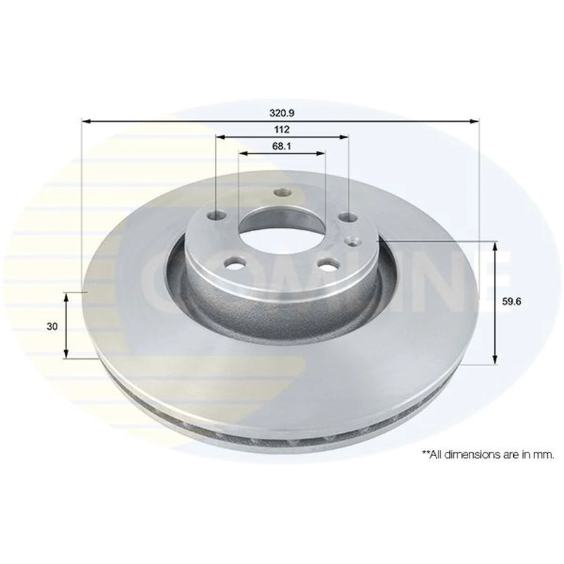 Comline 2 x Vented Front Brake Discs ADC1465V-x2