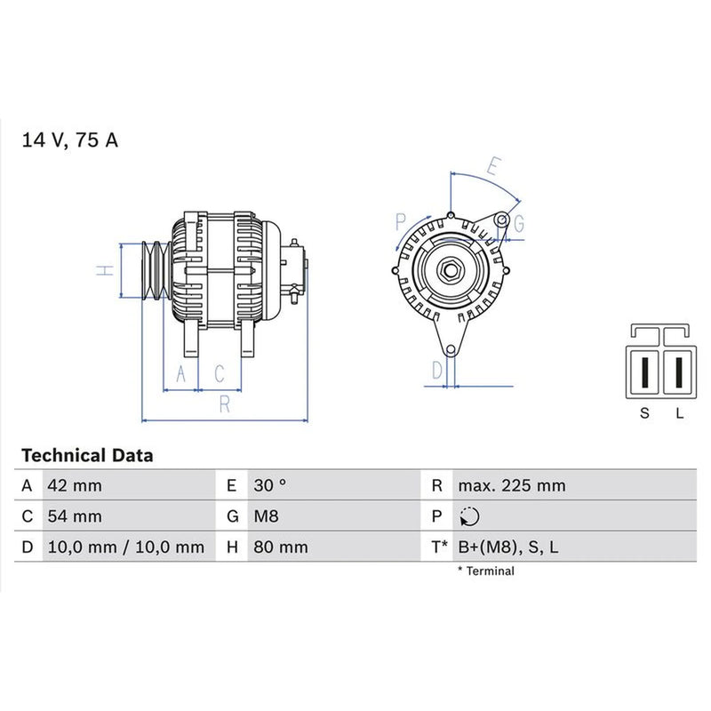 Bosch Car Alternator 12V 0 986 042 291