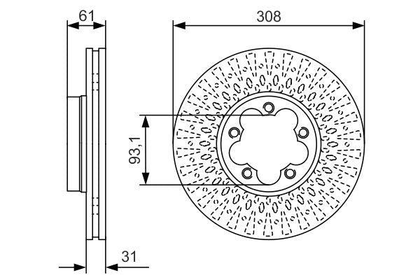 Bosch 2 x Vented 308mm Brake Disc 0986479C99