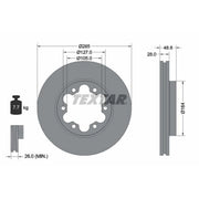 Textar 2 x Internally Vented Front Brake Discs 92234900-x2