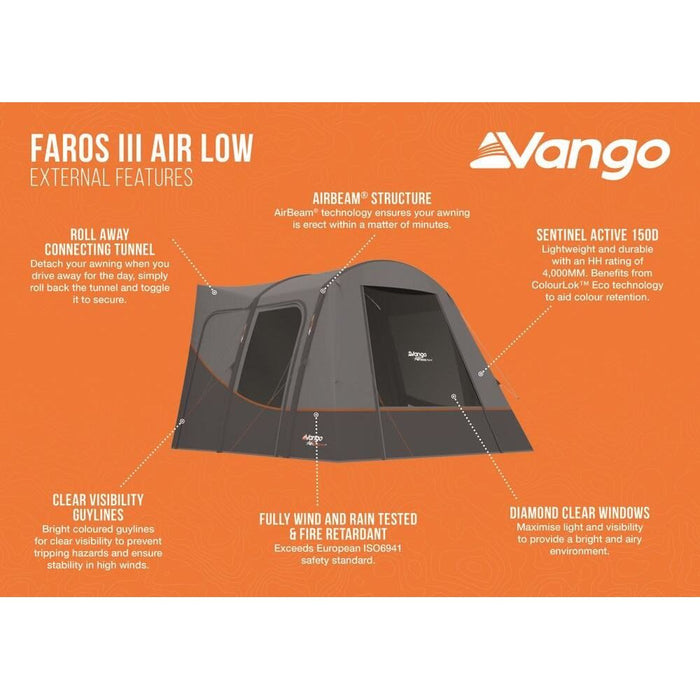 Vango Faros III Air Low Drive Away Awning (180 - 210cm) Campervan - Vango - Van Life Living