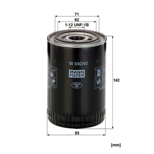 MANN-FILTER Engine Oil Filter W 940/40