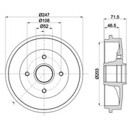 Mintex Brake Drum Assembly Rear MBD055