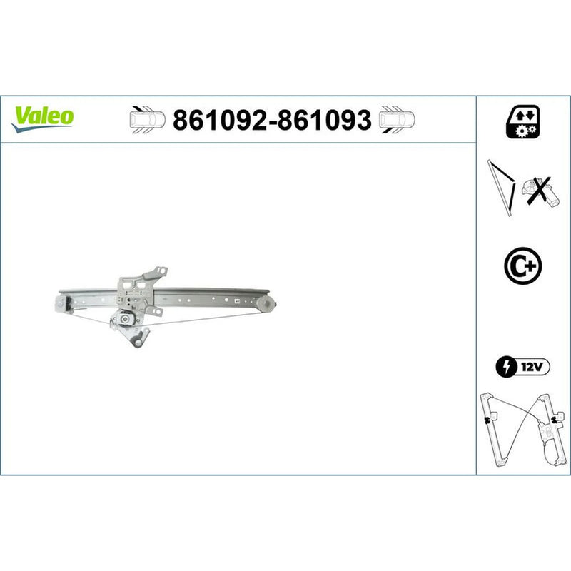 Valeo Electric Window Regulator Lifter Right Rear 861093