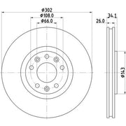 Mintex 2 x Vented Front Brake Discs MDC2609