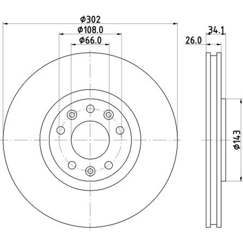 Mintex 2 x Vented Front Brake Discs MDC2609