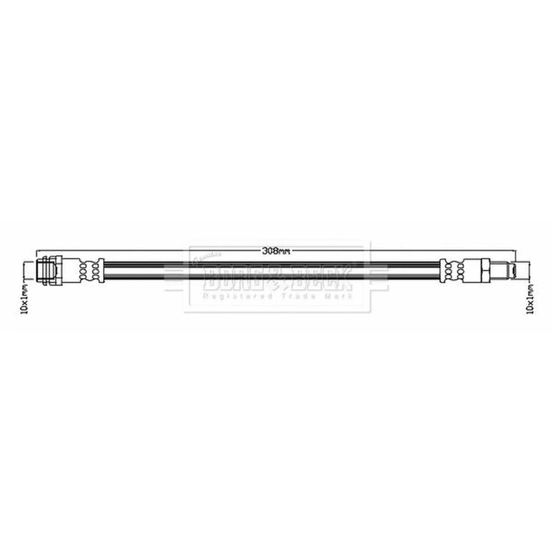 Borg & Beck Brake Hydraulic Hose Line Rear Right BBH7324