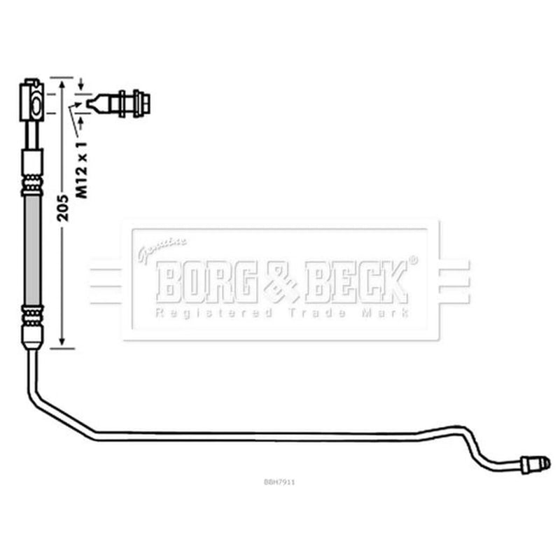Borg & Beck Brake Hydraulic Hose Line outer BBH7911
