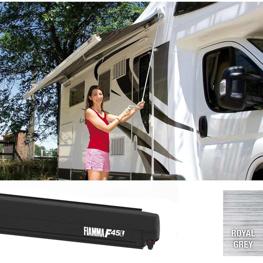 Fiamma Deep Black F45L 450 Awning with Royal Grey Fabric (06533 01R) - Fiamma - Van Life Living