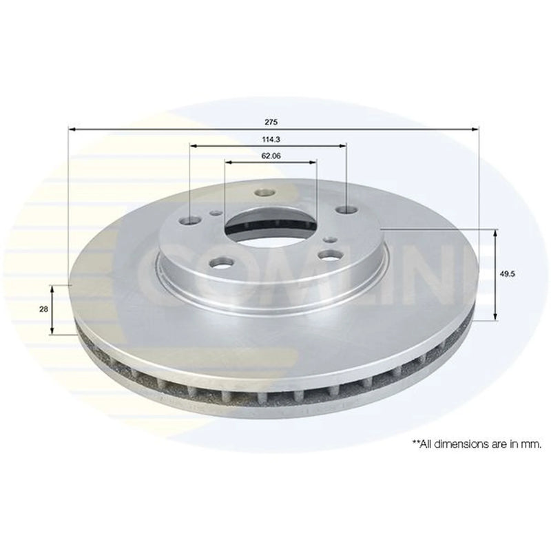 Comline 2 x Vented Front Brake Discs ADC0145V-x2
