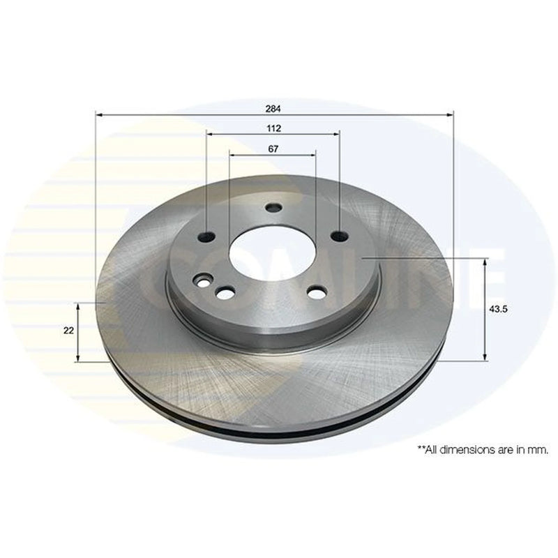 Comline 2 x Vented Front Brake Discs ADC1602V-x2