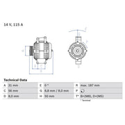 Bosch Car Alternator 12V 0 986 043 660